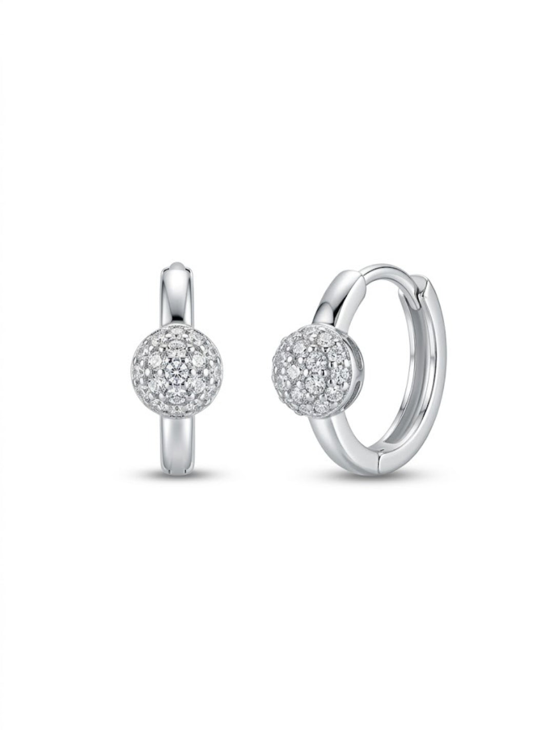 925 Silver Sparkle Ball Hoop Earrings for Women