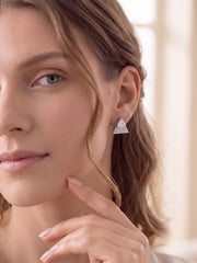 925 Silver Triangle Sparkle Stud Earrings for Women
