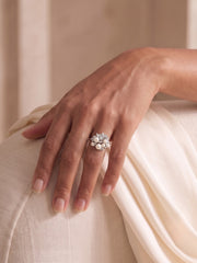 925 Sterling Silver Freshwater Pearl Floral Statement Ring for Women