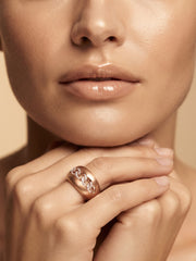 925 Silver Rose Chain Statement Ring for Women
