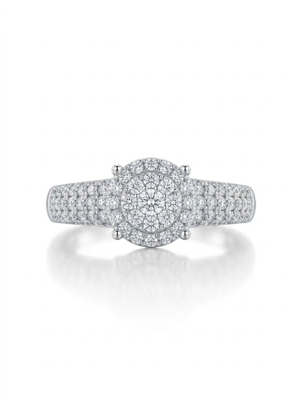 925 Silver Classic Halo Pave Ring for Women
