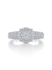 925 Silver Classic Halo Pave Ring for Women