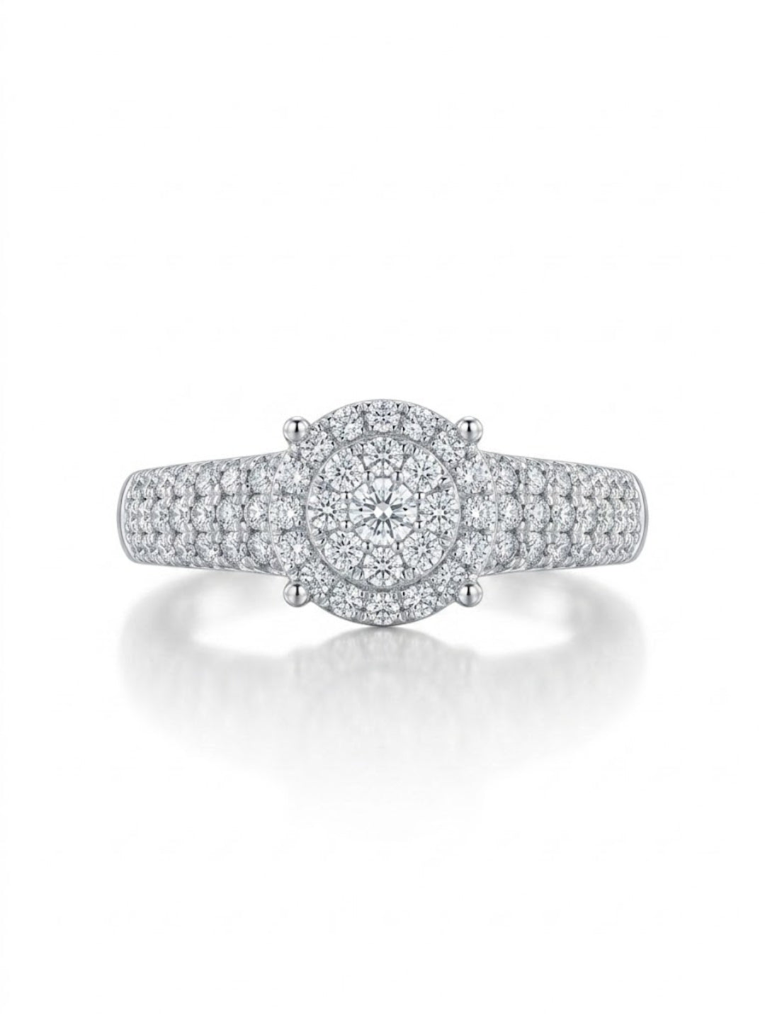 925 Silver Classic Halo Pave Ring for Women