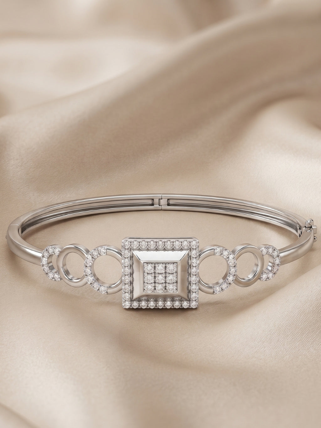 925 Silver Radiant Square Halo Bracelet for Women