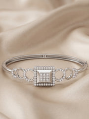 925 Silver Radiant Square Halo Bracelet for Women