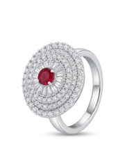 925 Silver Ruby Halo Glamour Ring for Women