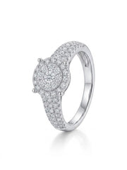 925 Silver Classic Halo Pave Ring for Women
