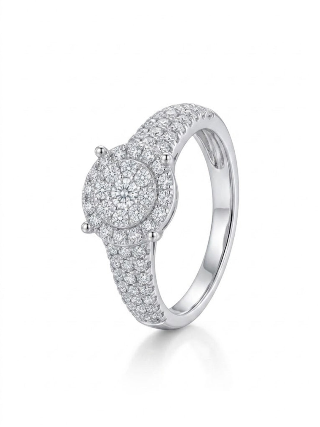 925 Silver Classic Halo Pave Ring for Women