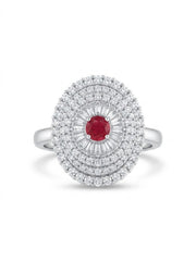 925 Silver Ruby Halo Glamour Ring for Women