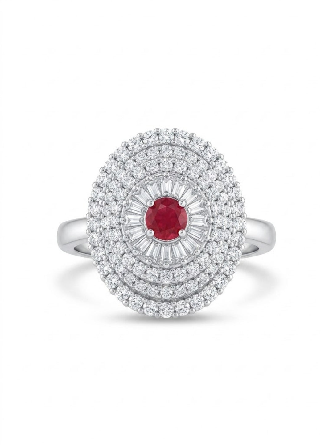 925 Silver Ruby Halo Glamour Ring for Women