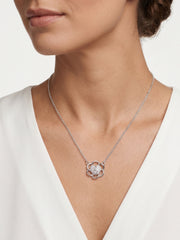 925 Sterling Silver Floral Heart CZ Pendant Necklace for Women