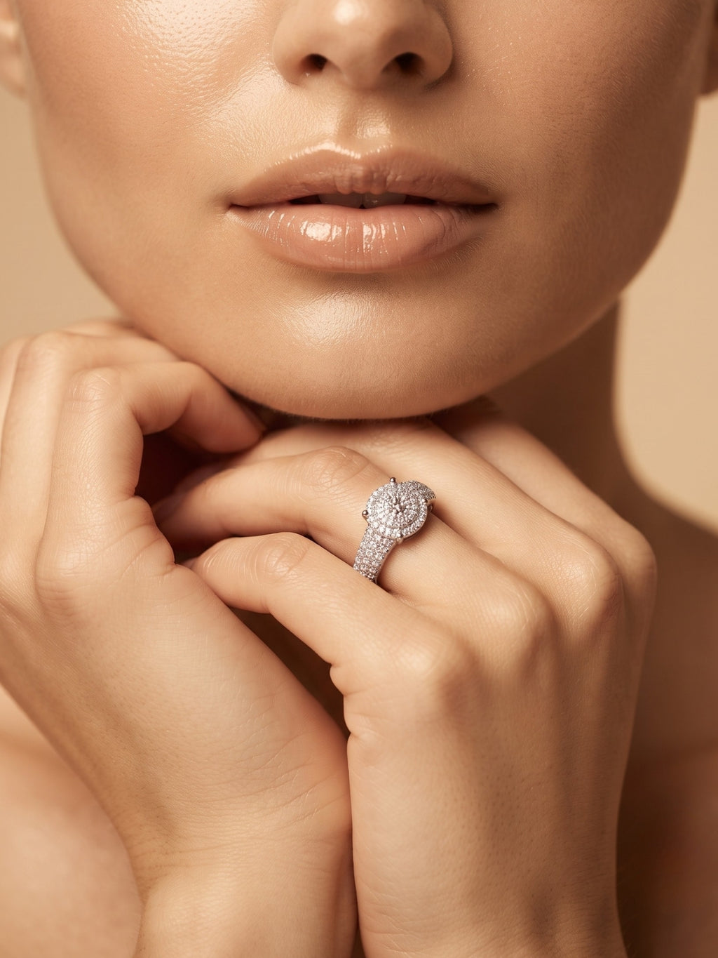925 Silver Classic Halo Pave Ring for Women