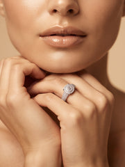 925 Silver Classic Halo Pave Ring for Women