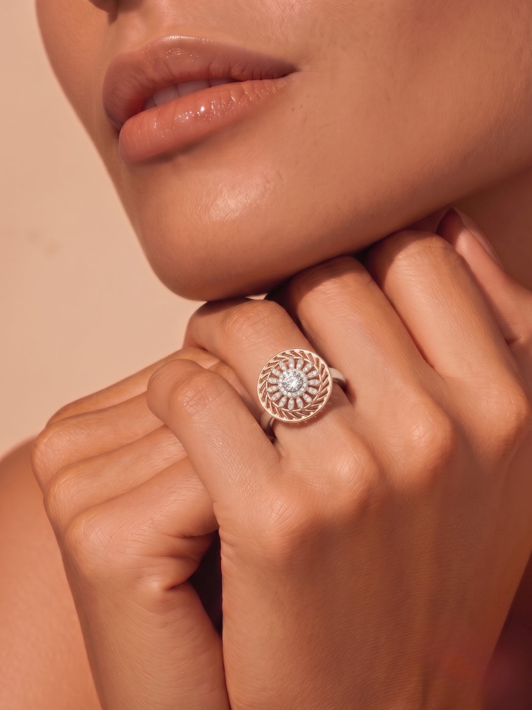 925 Sterling Silver Floral Mandala Statement Ring for Women