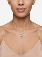 925 Sterling Silver Floral Heart CZ Pendant Necklace for Women