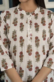 White printed 3/4th sleeve cotton tunic