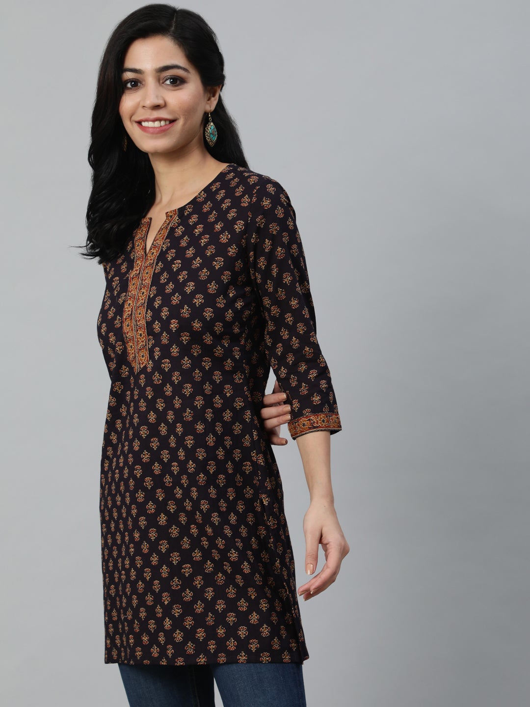 Women dark Purple Printed Tunic