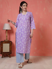 Purple Printed Kurta for Women
