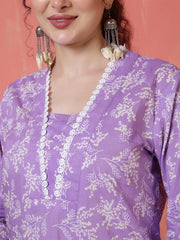 Purple Printed Kurta for Women
