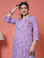 Purple Printed Kurta for Women