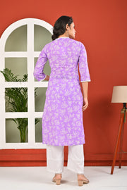 Purple Printed Kurta for Women