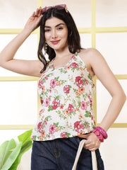 Women White Printed Straight Tunic