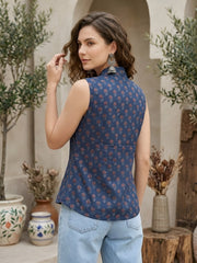 Women Blue Printed Top