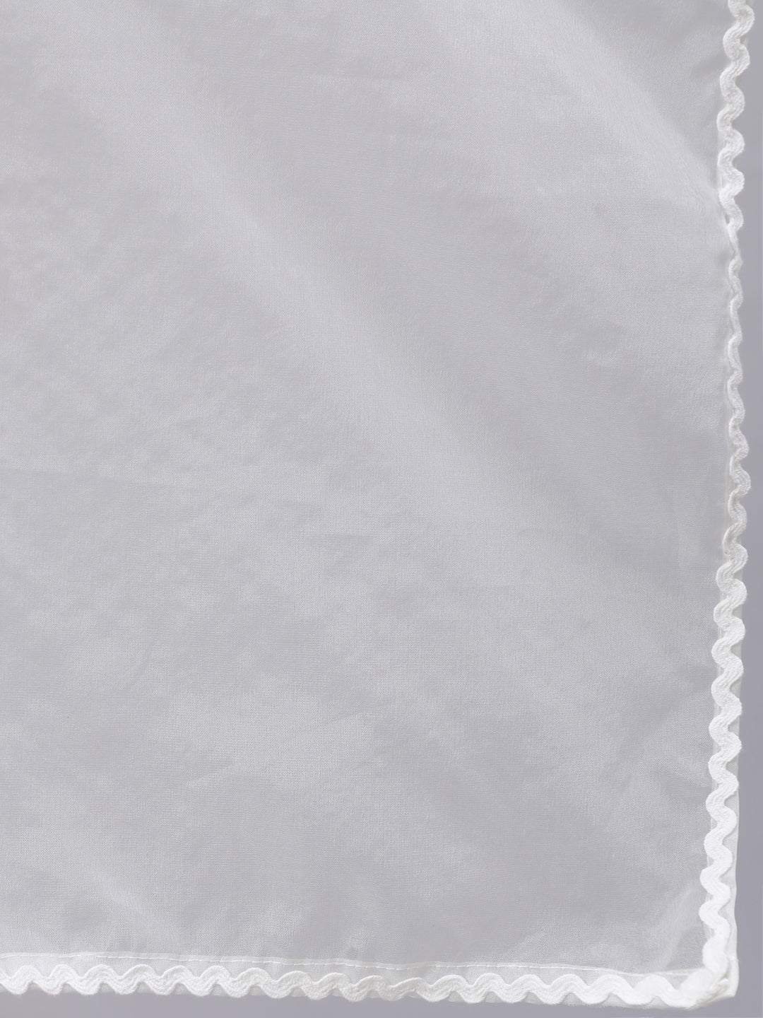 Women White Lace details Flared Kurta With Trouser And Dupatta