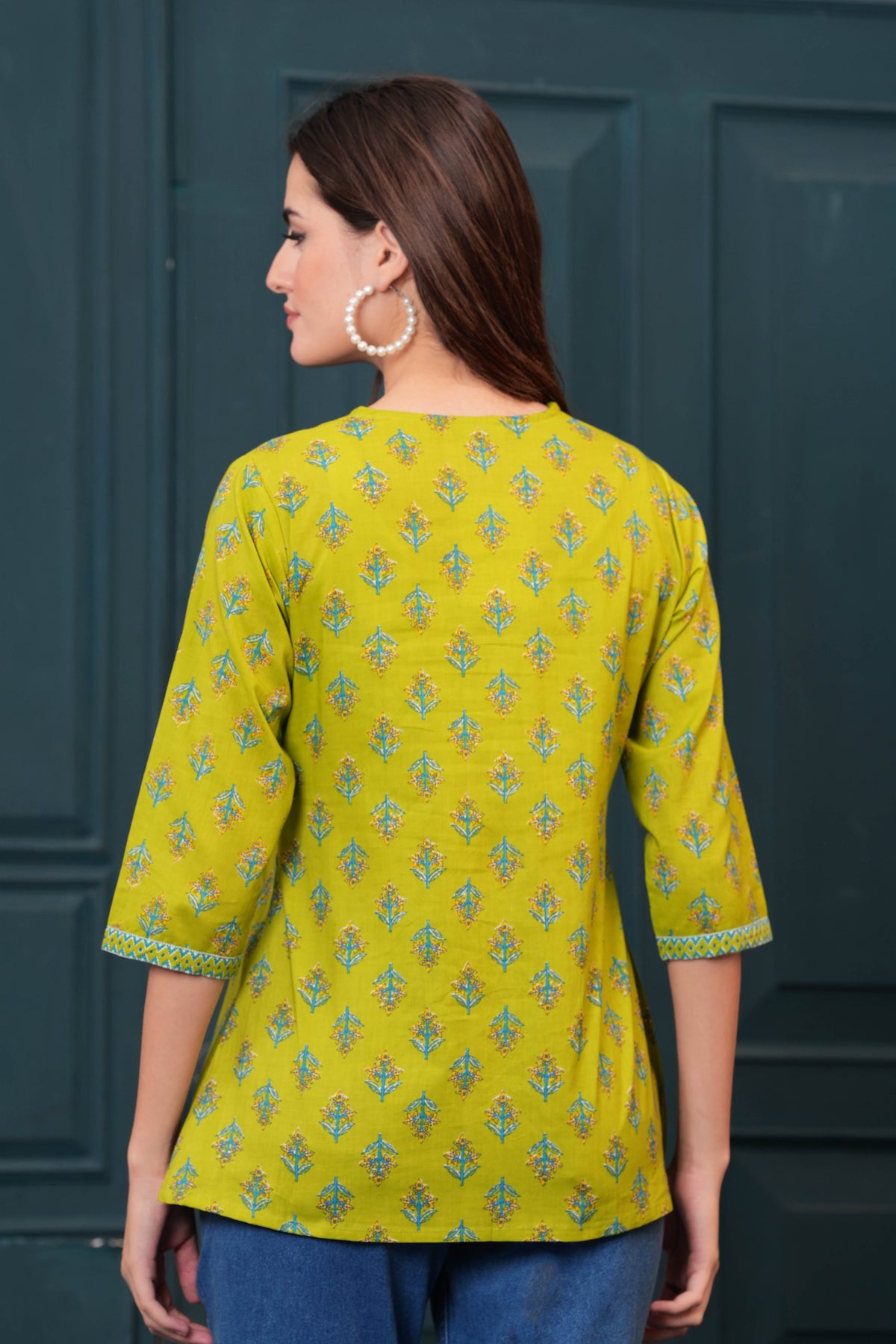 Women Green Printed Flared Top