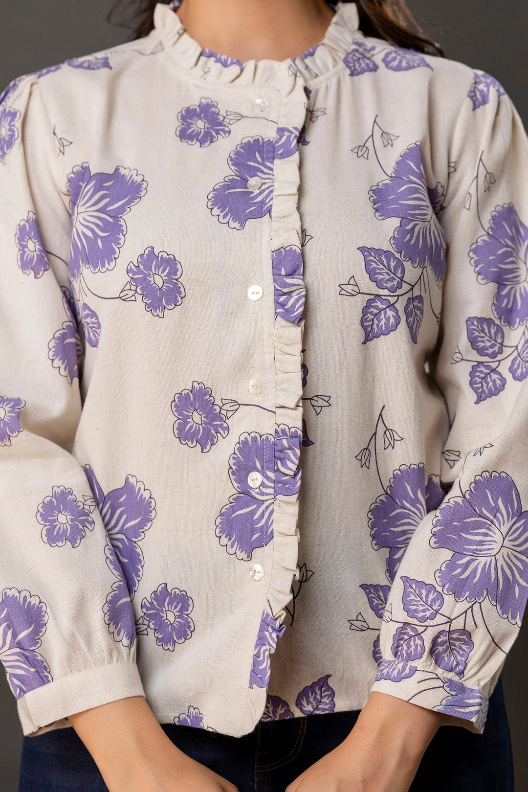 Off White Printed Top for Women
