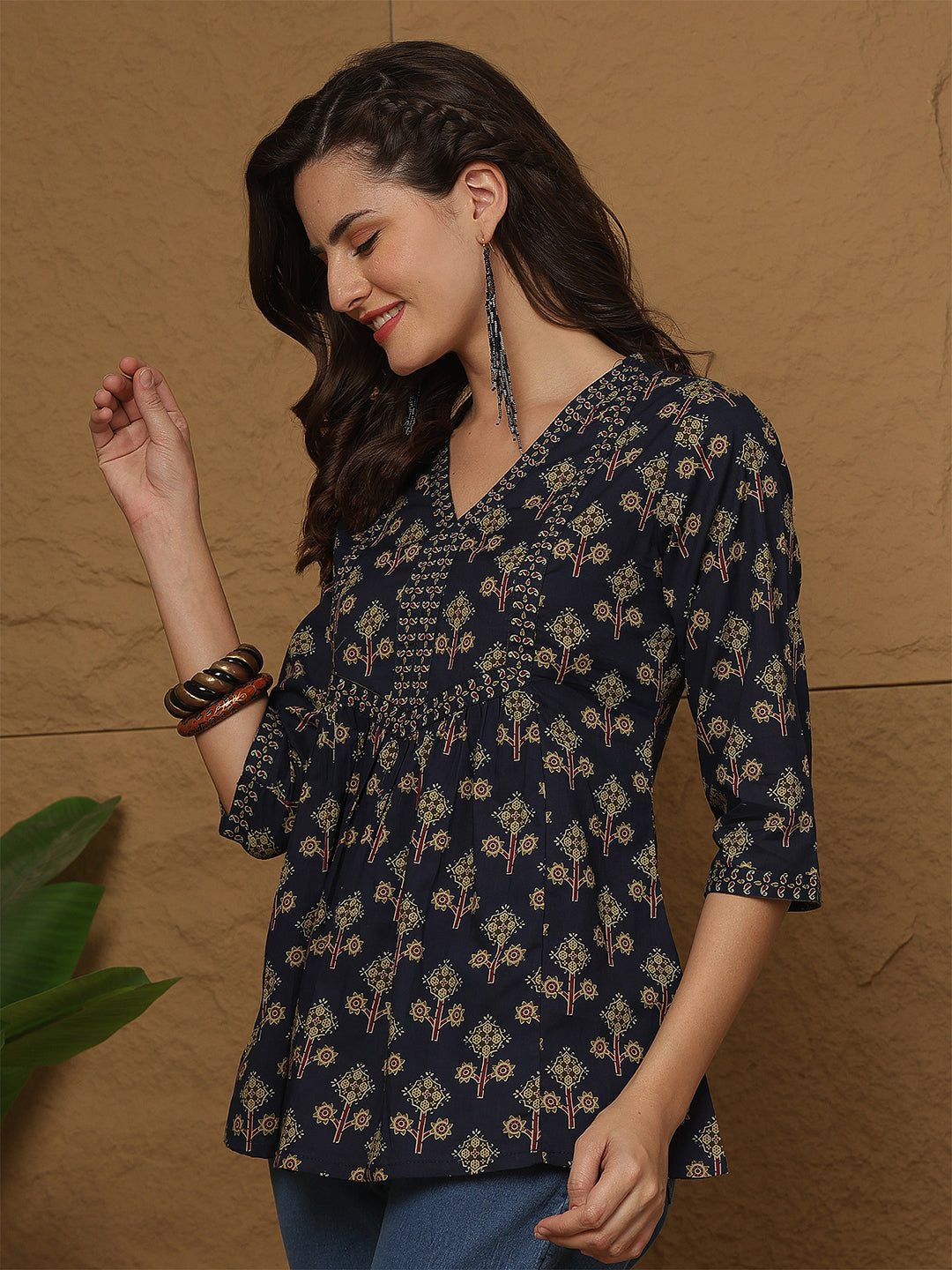 Blue Printed Top for Women
