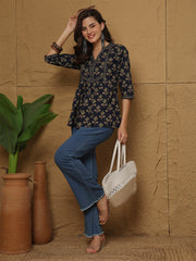 Blue Printed Top for Women