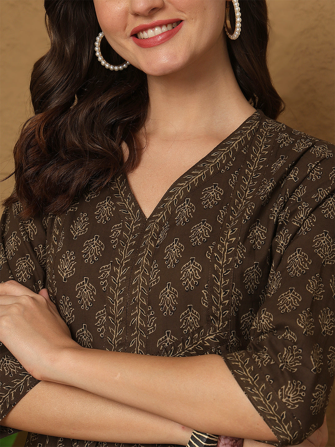 Brown Printed Top for Women