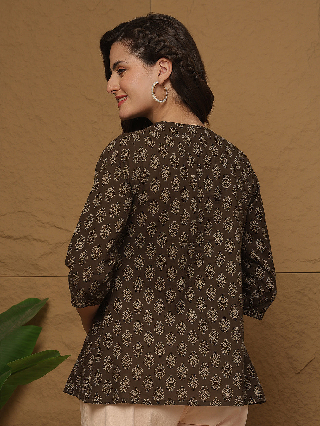 Brown Printed Top for Women