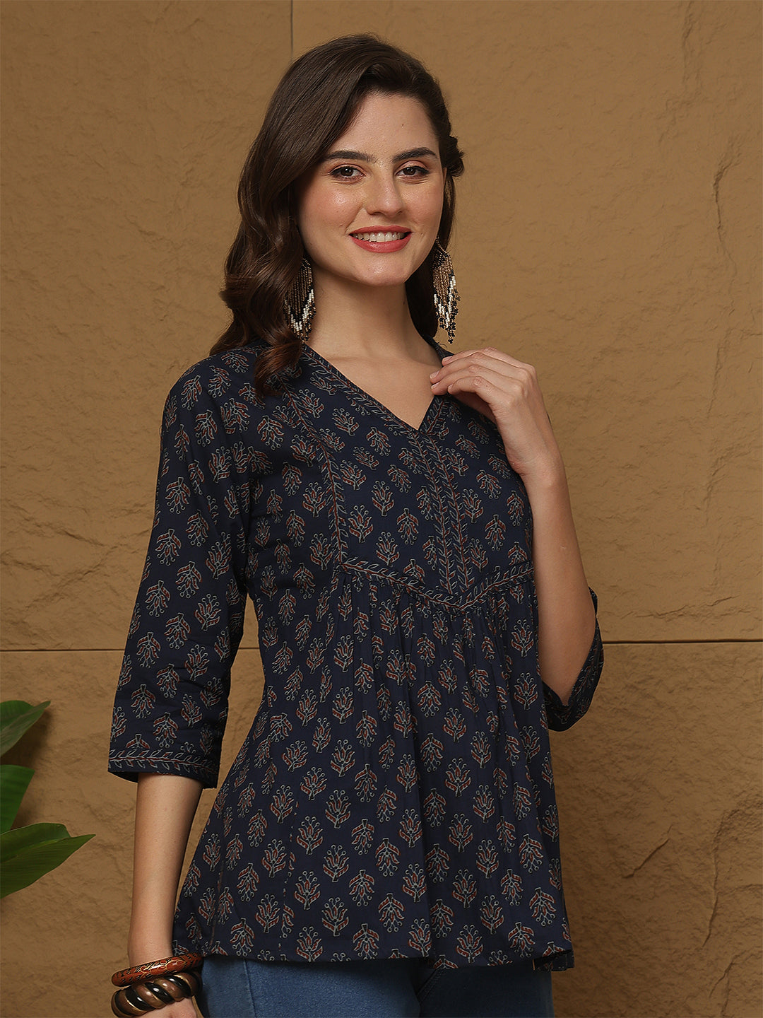 Blue Printed Top for Women