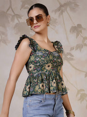 Women Green Printed Top