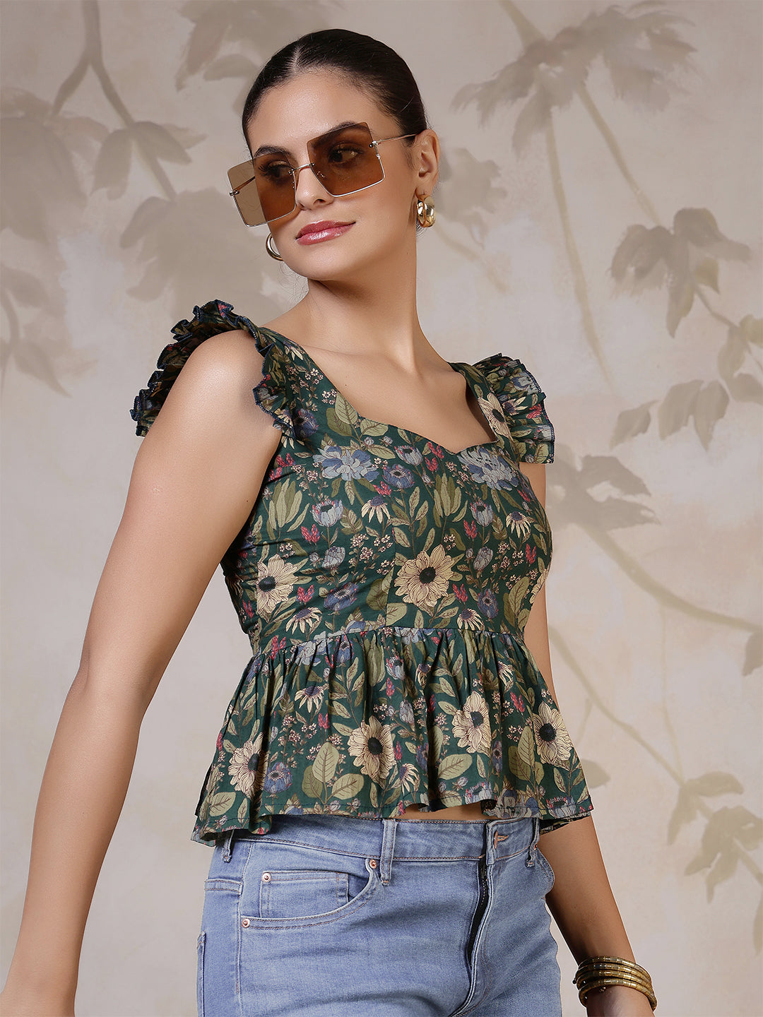 Women Green Printed Top