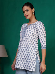 Women Off white Printed Straight Tunic