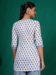Women Off white Printed Straight Tunic