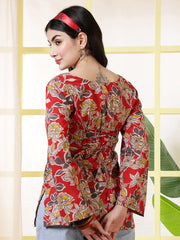 Women Red Printed Straight Tunic