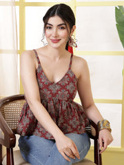 Women Maroon Printed Top