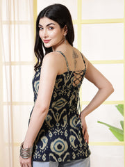 Women Navy Blue Printed Straight Tunic