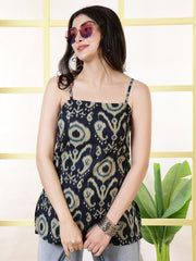 Women Navy Blue Printed Straight Tunic