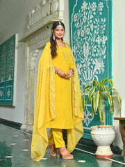 Yellow Embroidered Kurta Set