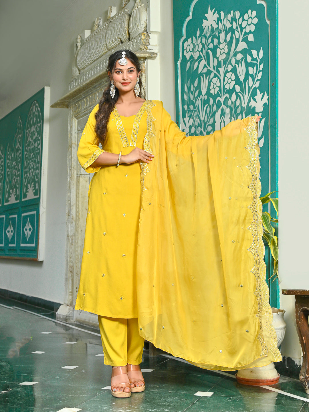 Yellow Embroidered Kurta Set