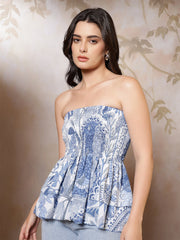 Women Blue Printed Top
