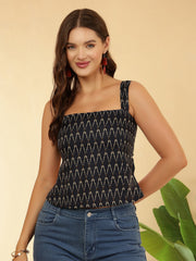 Women Navy Blue Printed Top