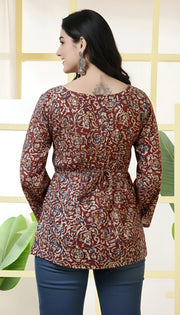 Women Maroon Printed Straight Tunic