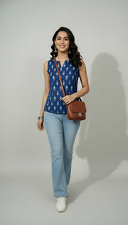 Women Blue Printed Top