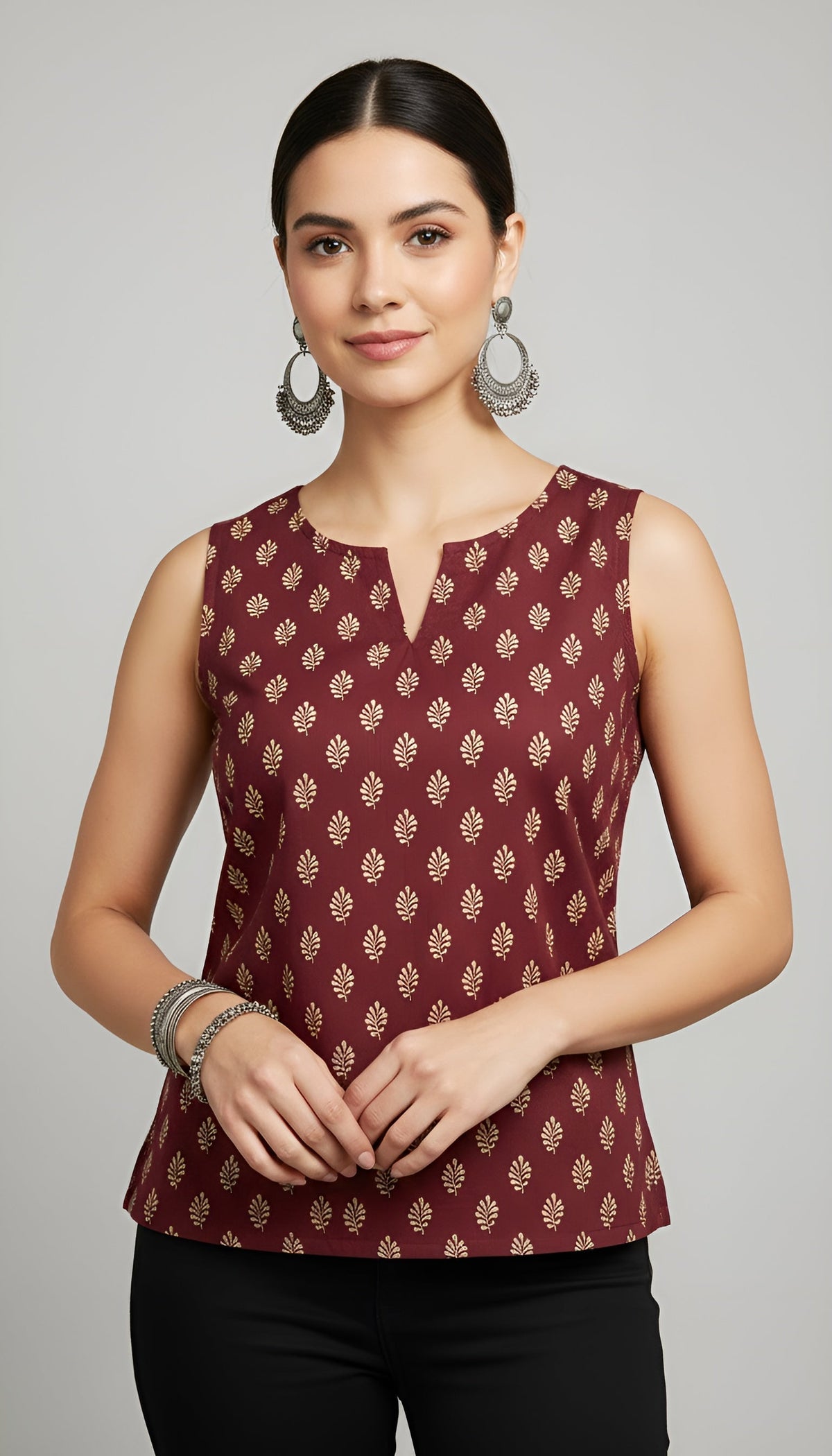 Women Maroon Printed Top